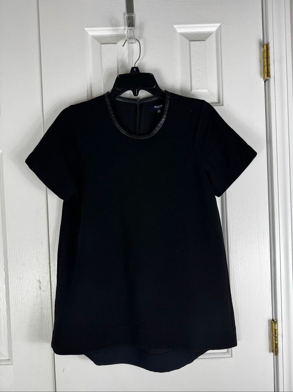 Madewell Womens Faux Leather Trim Black Tunic Size XS